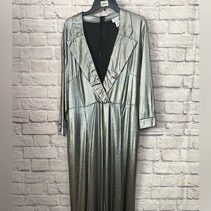 Metallic Silver Long Sleeve Jumpsuit